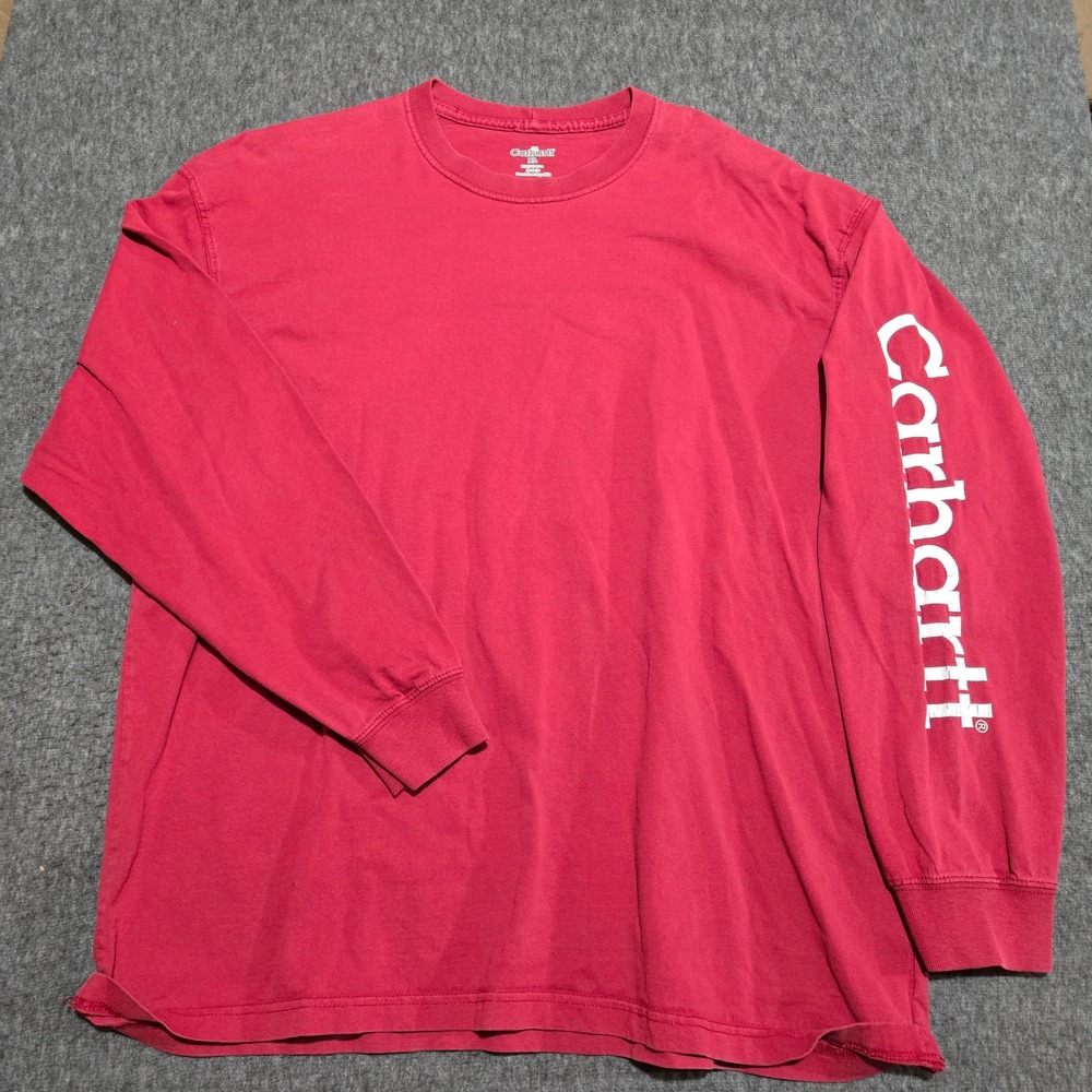 Carhartt Long Sleeve Graphic T-Shirt Mens XL Red Cotton Sleeve Logo K190 INR